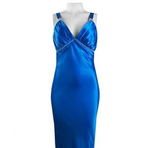 NV Couture Open Back Satin Dress with Rhinestone